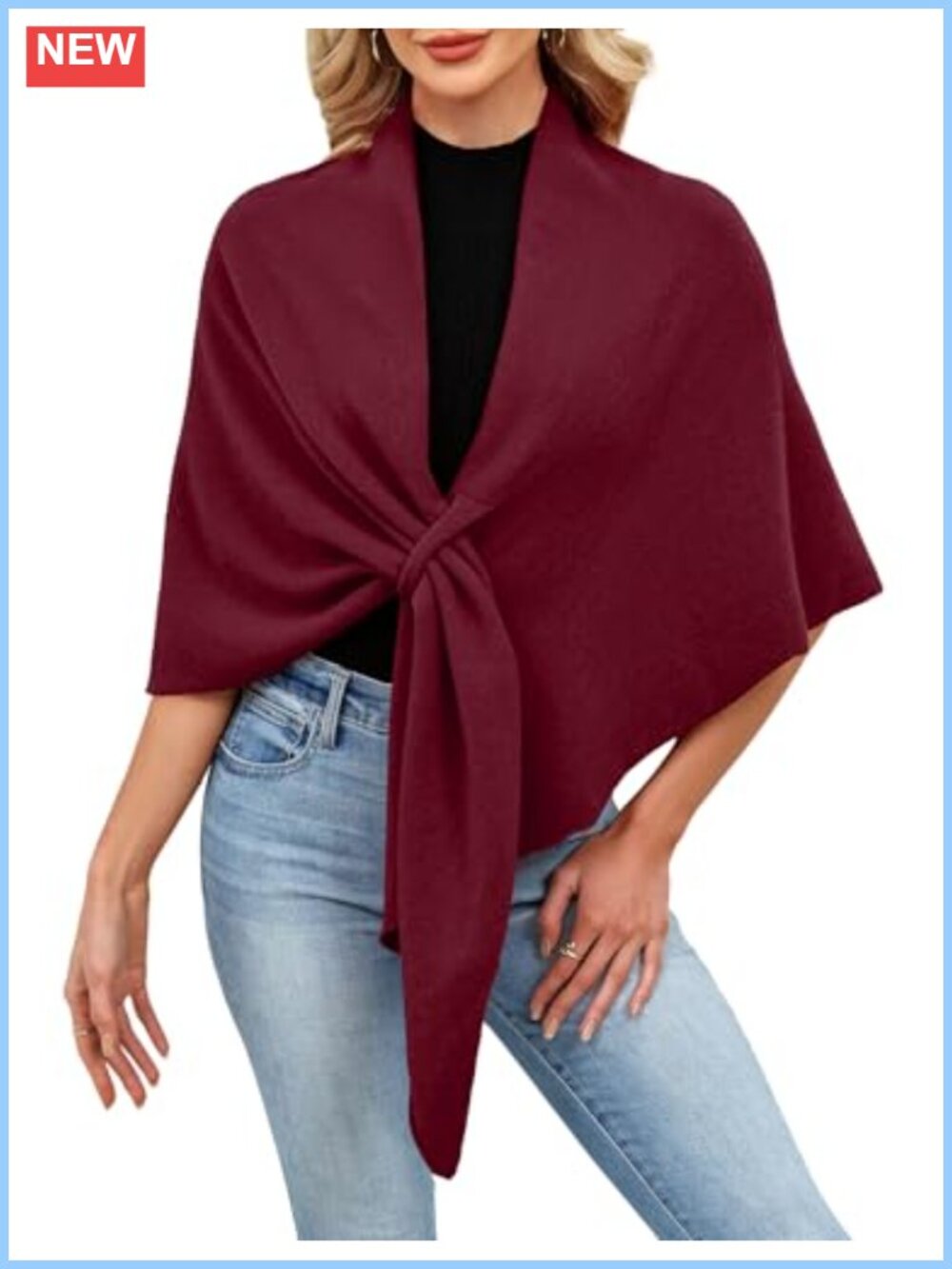 Knit Open Front Poncho Shawl Wrap Sweater for Fall Winter